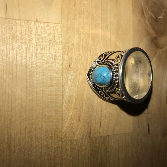 💥NWOT! Size 6 Silver Tone Turquoise Ring - Picture 3 of 9